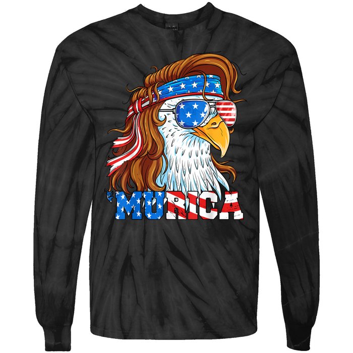 4th Of July Bald Eagle Mullet Murica Usa Usa Merica Tie-Dye Long Sleeve Shirt