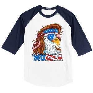 4th Of July Bald Eagle Mullet Murica Usa Usa Merica Baseball Sleeve Shirt