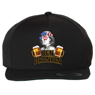 4th Of July Beer Ing Ben Drankin Franklin Gift Wool Snapback Cap