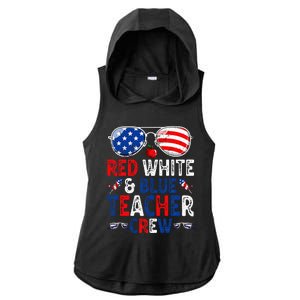 4th Of July Red White & Blue Teacher Crew American Flag Ladies PosiCharge Tri-Blend Wicking Draft Hoodie Tank