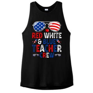 4th Of July Red White & Blue Teacher Crew American Flag Ladies PosiCharge Tri-Blend Wicking Tank