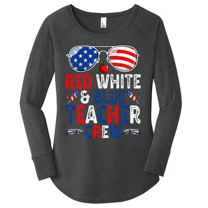 4th Of July Red White & Blue Teacher Crew American Flag Women's Perfect Tri Tunic Long Sleeve Shirt