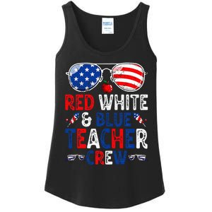 4th Of July Red White & Blue Teacher Crew American Flag Ladies Essential Tank