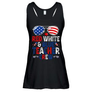 4th Of July Red White & Blue Teacher Crew American Flag Ladies Essential Flowy Tank