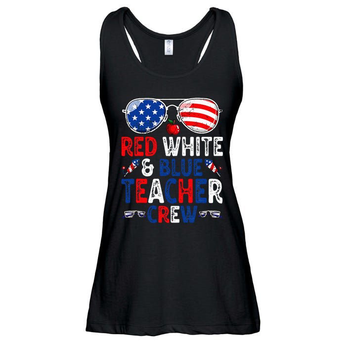 4th Of July Red White & Blue Teacher Crew American Flag Ladies Essential Flowy Tank