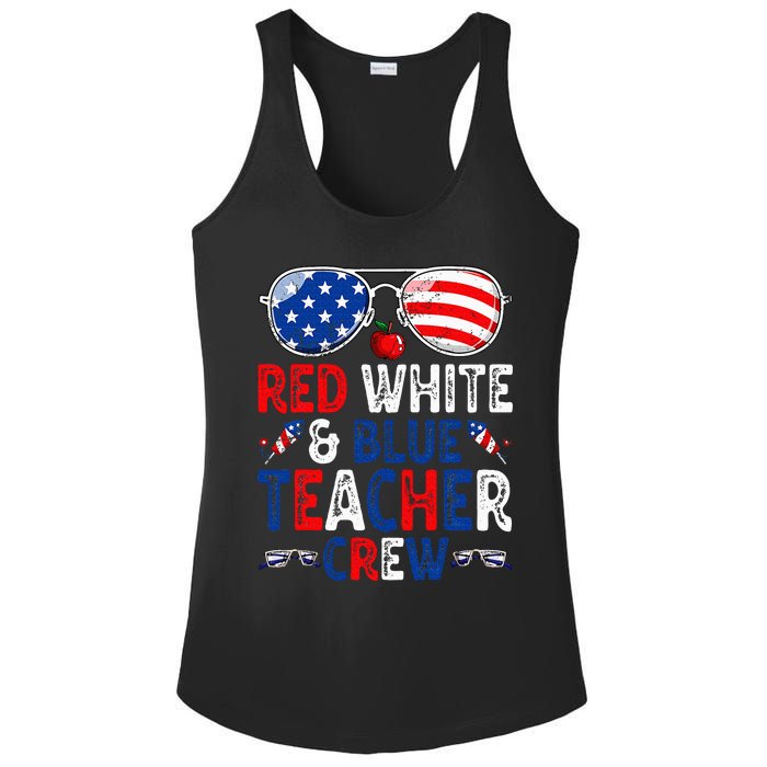 4th Of July Red White & Blue Teacher Crew American Flag Ladies PosiCharge Competitor Racerback Tank