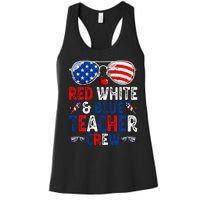 4th Of July Red White & Blue Teacher Crew American Flag Women's Racerback Tank