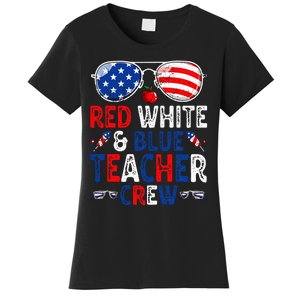 4th Of July Red White & Blue Teacher Crew American Flag Women's T-Shirt