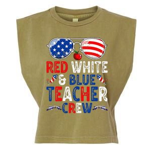 4th Of July Red White & Blue Teacher Crew American Flag Garment-Dyed Women's Muscle Tee