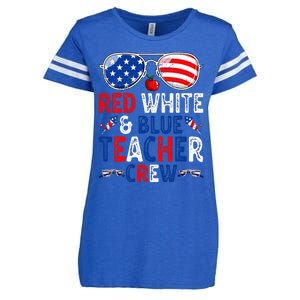 4th Of July Red White & Blue Teacher Crew American Flag Enza Ladies Jersey Football T-Shirt