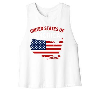 4th Of July United States Of America Est. 1776 Women's Racerback Cropped Tank