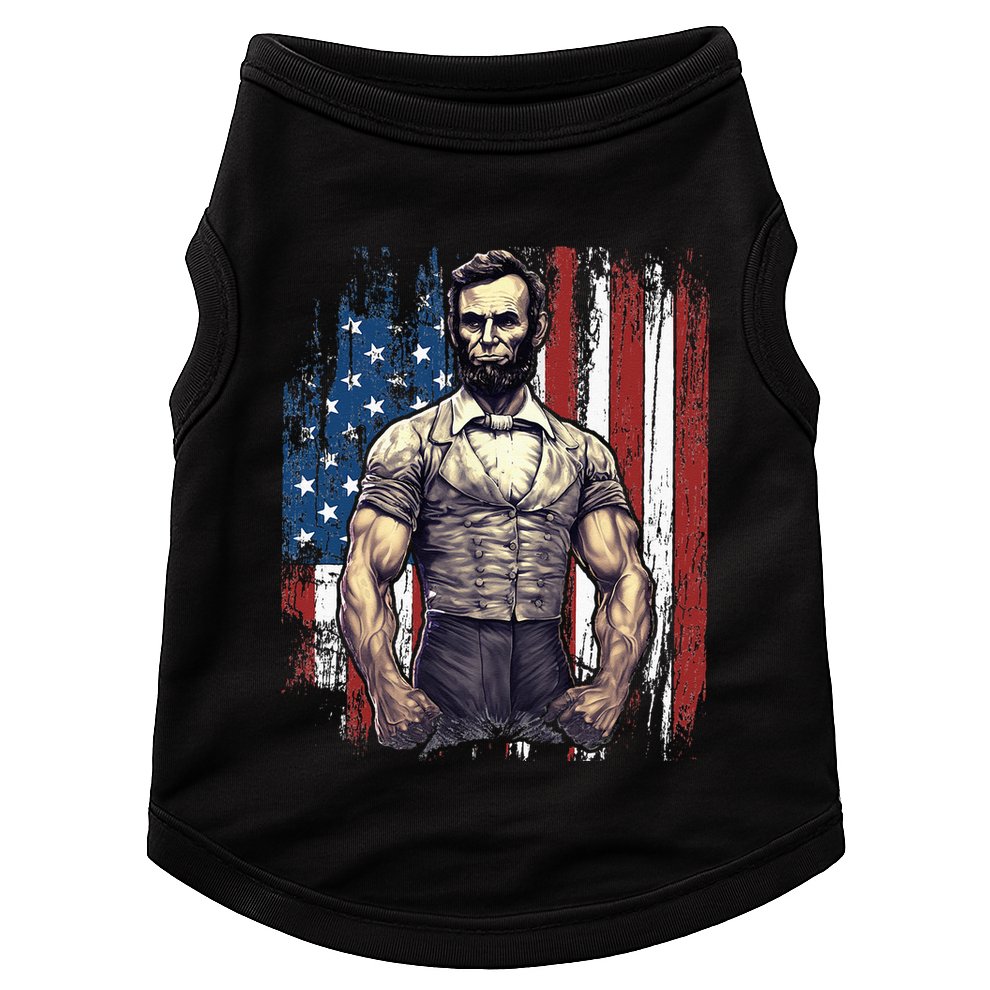 4th of July Patriotic Funny Abraham Lincoln Graphic July 4th Doggie Tank