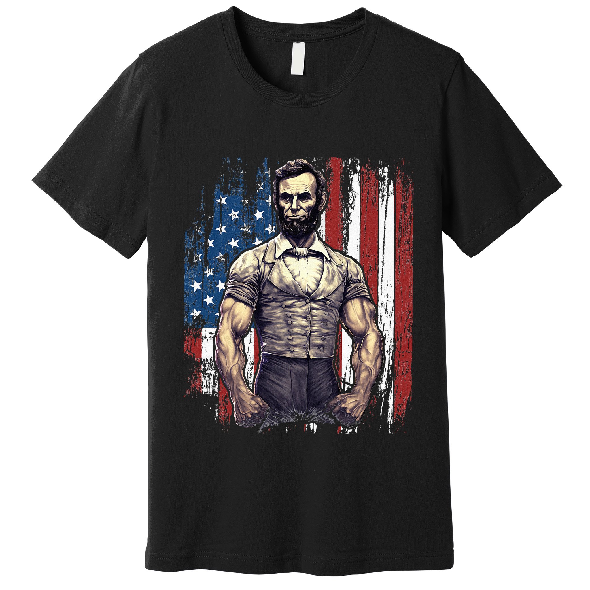 4th of July Patriotic Funny Abraham Lincoln Graphic July 4th Premium T-Shirt