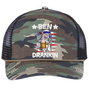 4th Of July Ben Drankin Ing Beer Benjamin Franklin Usa Great Gift Retro Rope Trucker Hat Cap