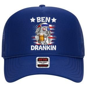 4th Of July Ben Drankin Ing Beer Benjamin Franklin Usa Great Gift High Crown Mesh Back Trucker Hat