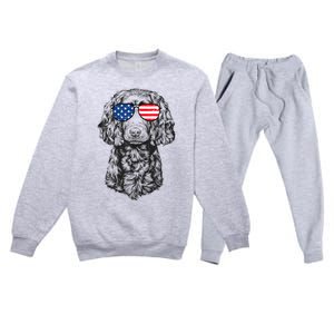 4th Of July Boykin Spaniel Dog Patriotic USA Sunglasses Premium Crewneck Sweatsuit Set