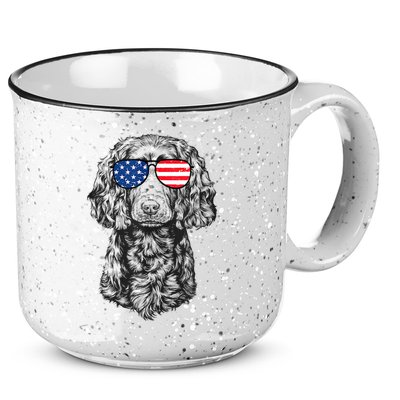 4th Of July Boykin Spaniel Dog Patriotic USA Sunglasses 15oz Campfire Ceramic Mug