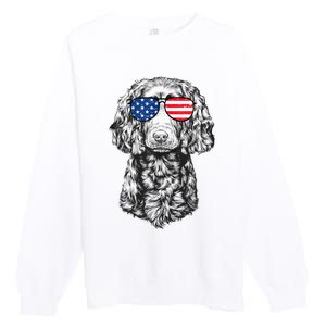 4th Of July Boykin Spaniel Dog Patriotic USA Sunglasses Premium Crewneck Sweatshirt