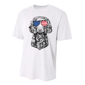 4th Of July Boykin Spaniel Dog Patriotic USA Sunglasses Performance Sprint T-Shirt