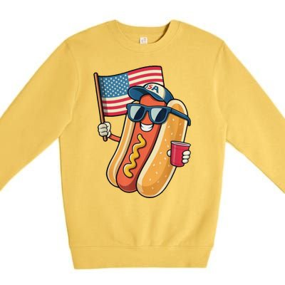 4th Of July Hotdog Funny Patriotic Usa Premium Crewneck Sweatshirt