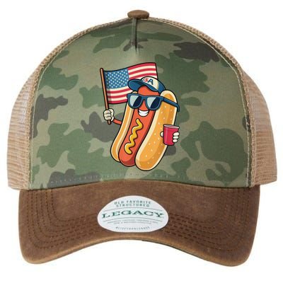 4th Of July Hotdog Funny Patriotic Usa Legacy Tie Dye Trucker Hat
