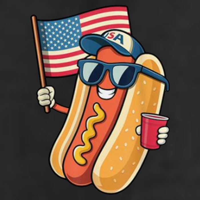 4th Of July Hotdog Funny Patriotic Usa 7 Panel Mesh Trucker Snapback Hat
