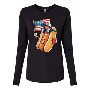 4th Of July Hotdog Funny Patriotic Usa Womens Cotton Relaxed Long Sleeve T-Shirt