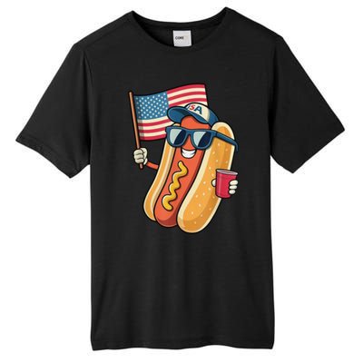 4th Of July Hotdog Funny Patriotic Usa Tall Fusion ChromaSoft Performance T-Shirt