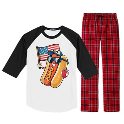 4th Of July Hotdog Funny Patriotic Usa Raglan Sleeve Pajama Set