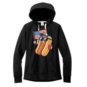 4th Of July Hotdog Funny Patriotic Usa Women's Fleece Hoodie