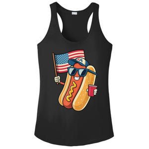 4th Of July Hotdog Funny Patriotic Usa Ladies PosiCharge Competitor Racerback Tank