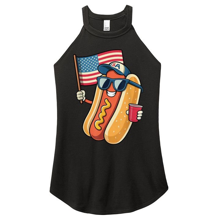 4th Of July Hotdog Funny Patriotic Usa Women's Perfect Tri Rocker Tank