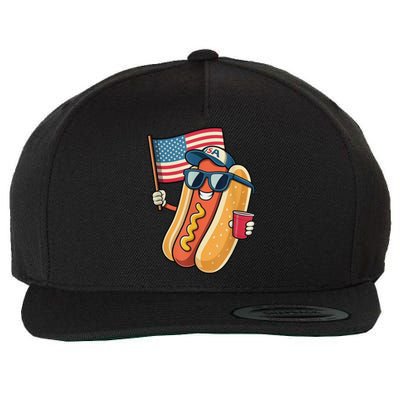 4th Of July Hotdog Funny Patriotic Usa Wool Snapback Cap