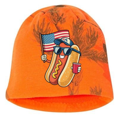 4th Of July Hotdog Funny Patriotic Usa Kati - Camo Knit Beanie