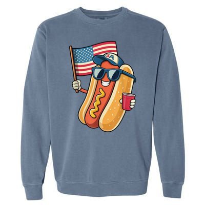 4th Of July Hotdog Funny Patriotic Usa Garment-Dyed Sweatshirt