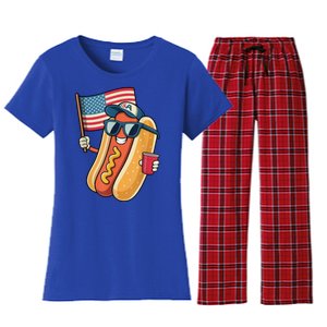 4th Of July Hotdog Funny Patriotic Usa Women's Flannel Pajama Set