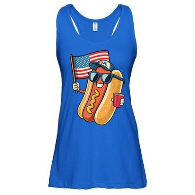 4th Of July Hotdog Funny Patriotic Usa Ladies Essential Flowy Tank