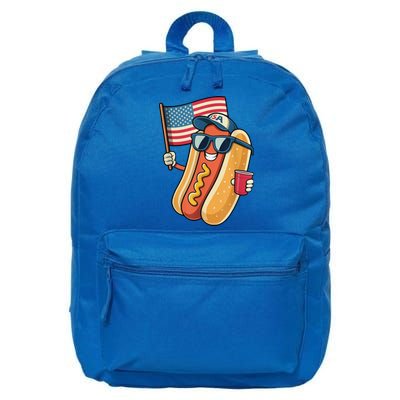 4th Of July Hotdog Funny Patriotic Usa 16 in Basic Backpack