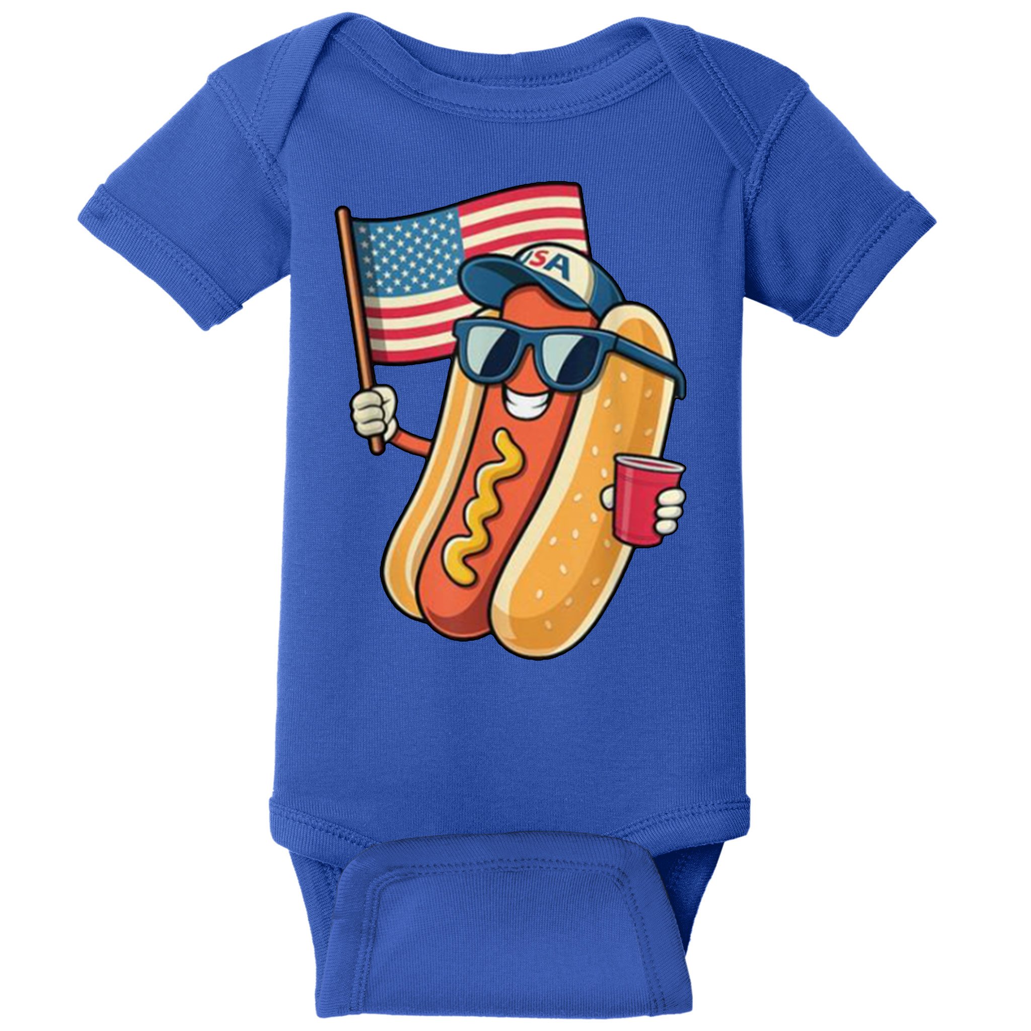4th Of July Hotdog Funny Patriotic Usa Baby Bodysuit