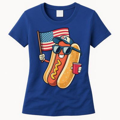 4th Of July Hotdog Funny Patriotic Usa Womens T-Shirt