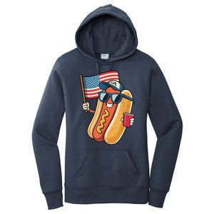 4th Of July Hotdog Funny Patriotic Usa Women's Pullover Hoodie