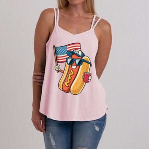 4th Of July Hotdog Funny Patriotic Usa Women's Strappy Tank