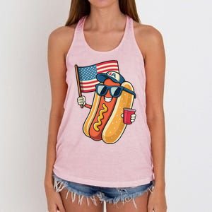 4th Of July Hotdog Funny Patriotic Usa Women's Knotted Racerback Tank