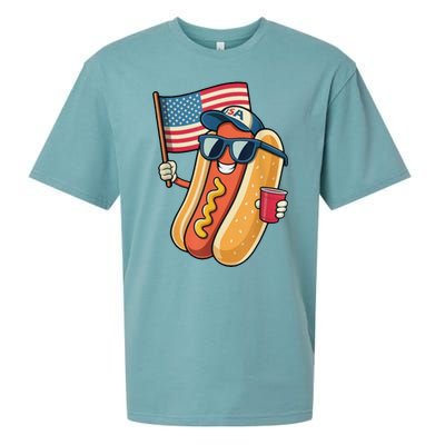 4th Of July Hotdog Funny Patriotic Usa Sueded Cloud Jersey T-Shirt