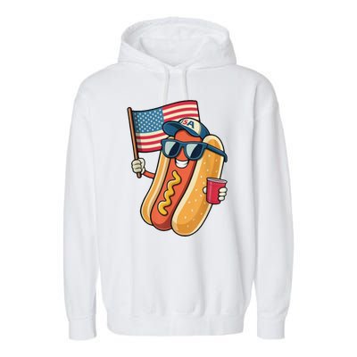 4th Of July Hotdog Funny Patriotic Usa Garment-Dyed Fleece Hoodie