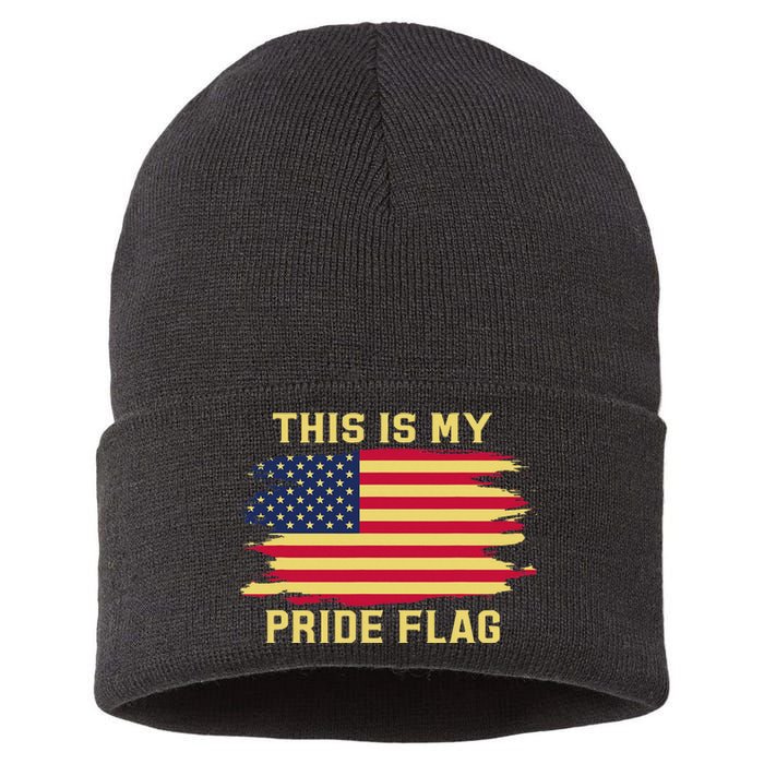 4th of July This Is My Pride Flag USA American Patriotic Sustainable Knit Beanie