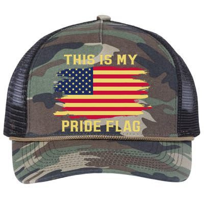 4th of July This Is My Pride Flag USA American Patriotic Retro Rope Trucker Hat Cap