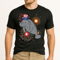 4th Of July Manatee Marine Biologist Patriotic Fireworks Cooling Performance Crew T-Shirt