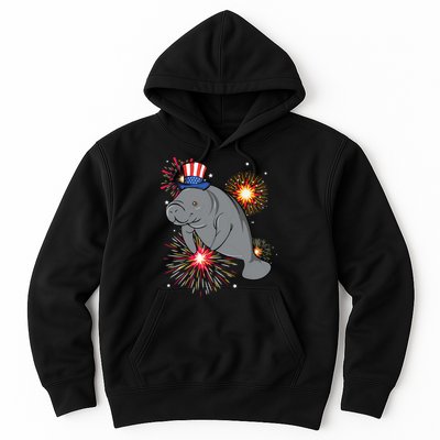4th Of July Manatee Marine Biologist Patriotic Fireworks Hoodie