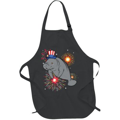 4th Of July Manatee Marine Biologist Patriotic Fireworks Apron